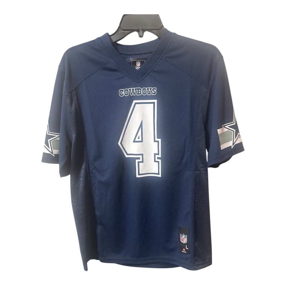 Dallas Cowboys NFL Blue Jersey with Number 4 Prescott size Large 14/16